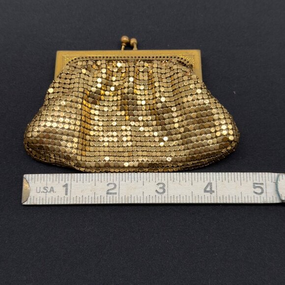 Vtg Whiting & Davis Gold Mesh Metal Change Key Purse Set Signed Made in USA NOTE - Picture 6 of 12
